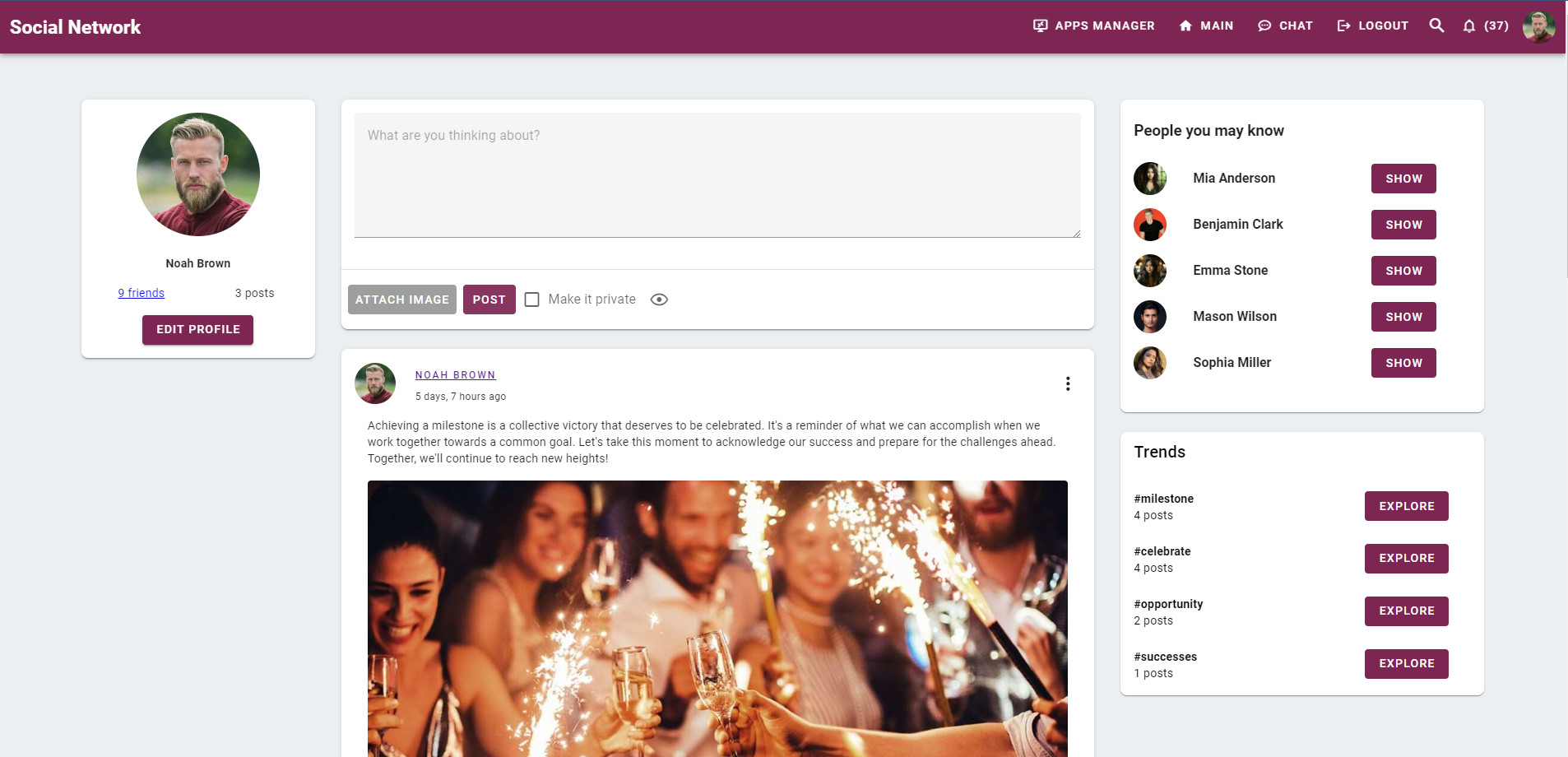 Social Network Vue.js