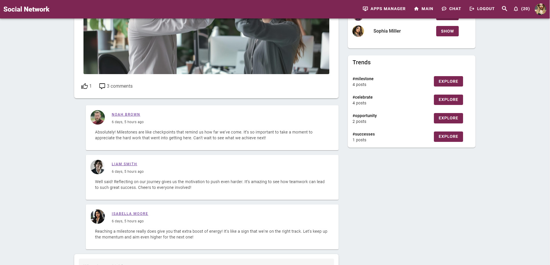 Social Network Vue.js